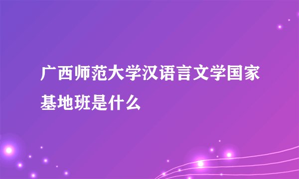 广西师范大学汉语言文学国家基地班是什么