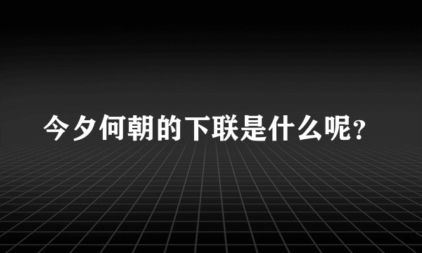 今夕何朝的下联是什么呢？