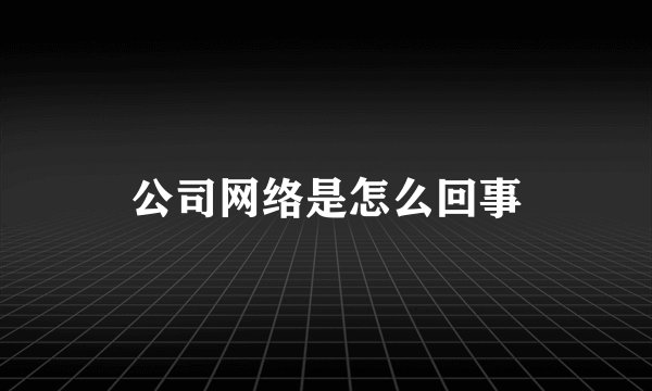 公司网络是怎么回事