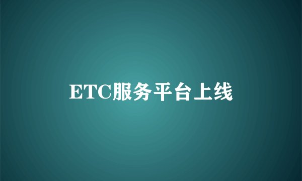 ETC服务平台上线