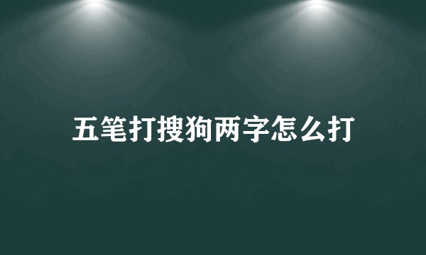 五笔打搜狗两字怎么打