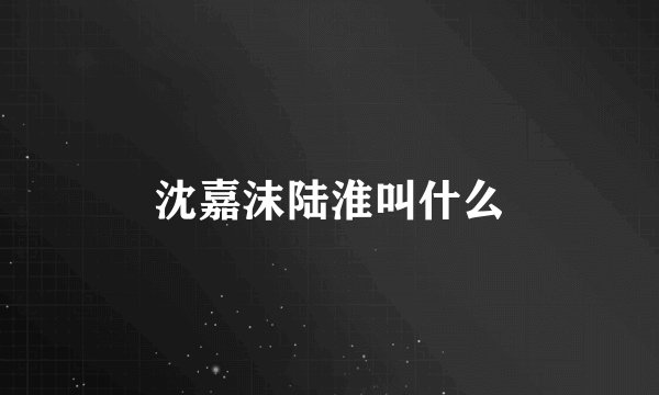 沈嘉沫陆淮叫什么