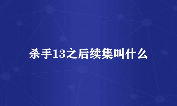 杀手13之后续集叫什么