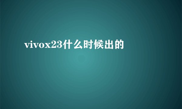 vivox23什么时候出的