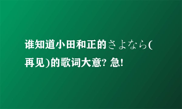 谁知道小田和正的さよなら(再见)的歌词大意? 急!