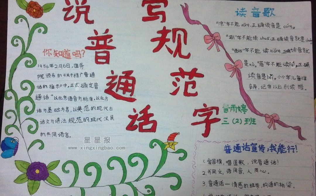 写好规范字手抄报文字内容