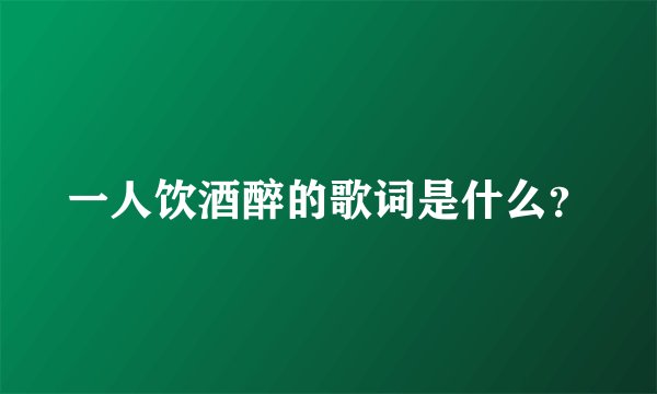 一人饮酒醉的歌词是什么？