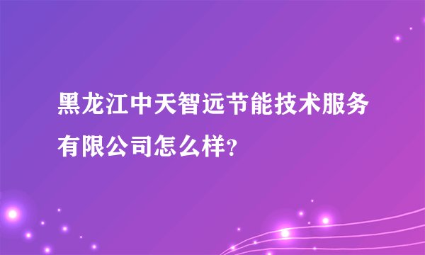 黑龙江中天智远节能技术服务有限公司怎么样？