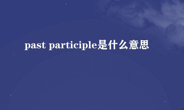 past participle是什么意思