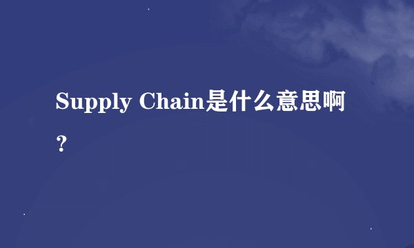 Supply Chain是什么意思啊？