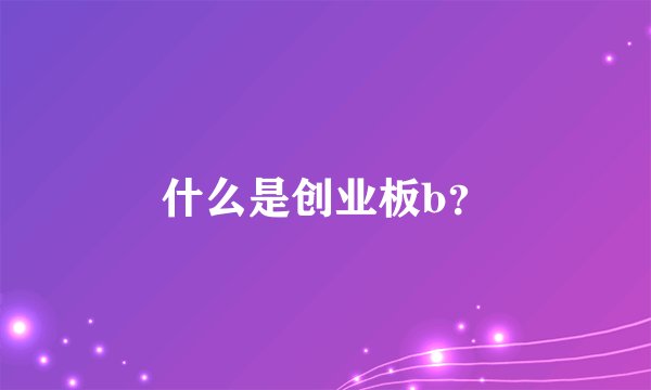什么是创业板b？