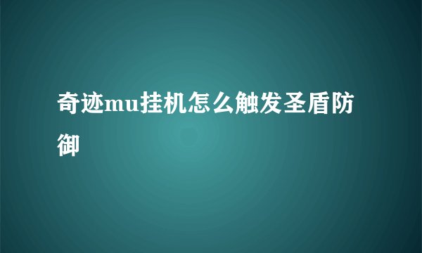 奇迹mu挂机怎么触发圣盾防御