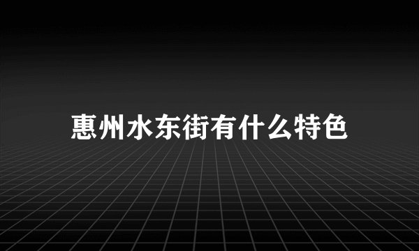惠州水东街有什么特色