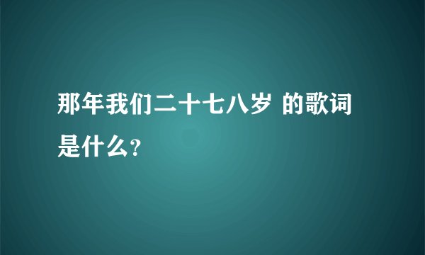 那年我们二十七八岁 的歌词是什么？