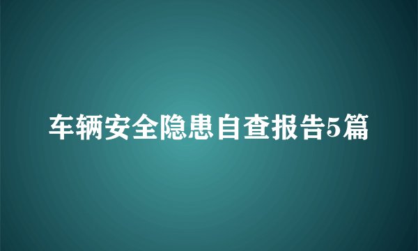 车辆安全隐患自查报告5篇