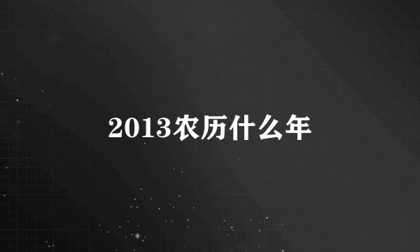 2013农历什么年