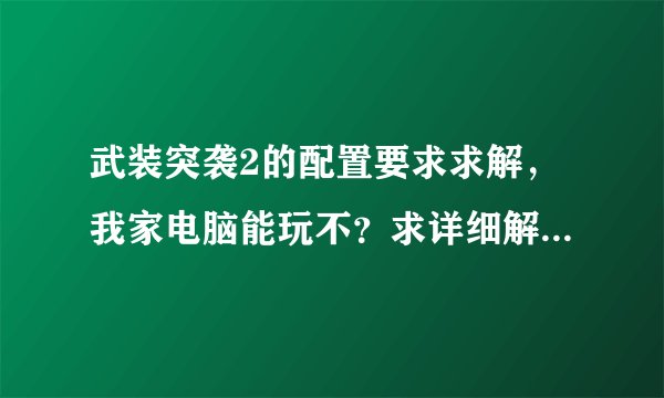 武装突袭2的配置要求求解，我家电脑能玩不？求详细解释。不要复制的，悬赏50分。在线等