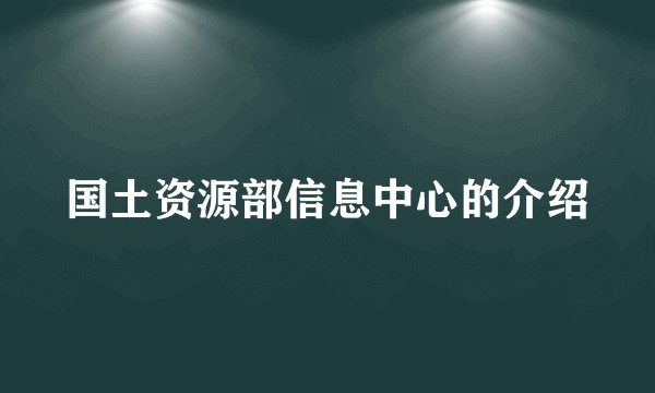 国土资源部信息中心的介绍