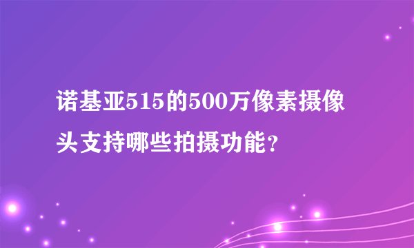 诺基亚515的500万像素摄像头支持哪些拍摄功能？