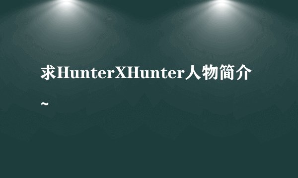 求HunterXHunter人物简介~