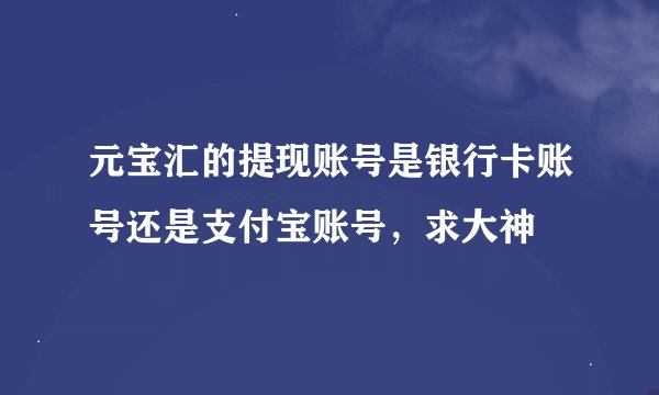 元宝汇的提现账号是银行卡账号还是支付宝账号，求大神