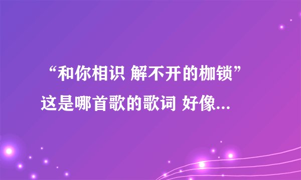 “和你相识 解不开的枷锁” 这是哪首歌的歌词 好像是个女的唱的