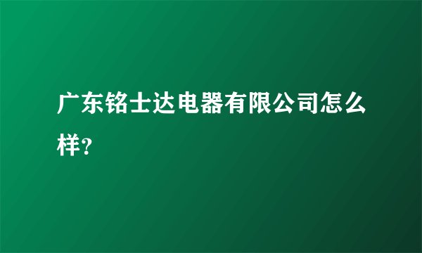 广东铭士达电器有限公司怎么样？
