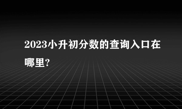 2023小升初分数的查询入口在哪里?