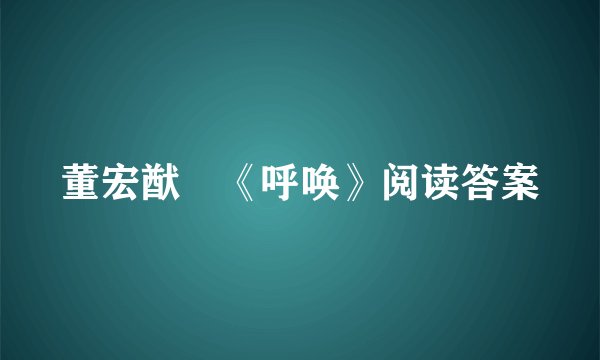 董宏猷 《呼唤》阅读答案