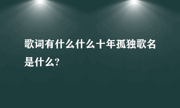 歌词有什么什么十年孤独歌名是什么?