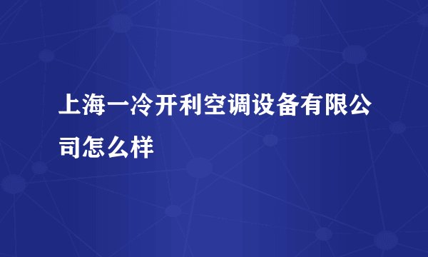 上海一冷开利空调设备有限公司怎么样