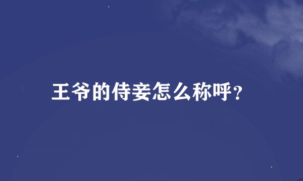 王爷的侍妾怎么称呼？