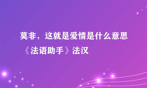莫非，这就是爱情是什么意思 《法语助手》法汉