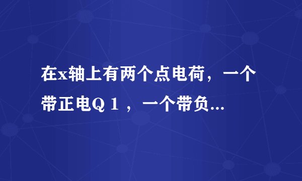 在x轴上有两个点电荷，一个带正电Q 1 ，一个带负电–Q 2 ，且Q 1 =2Q 2 ．现将另一电荷q放入这两个电荷的