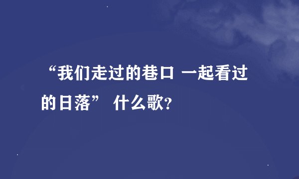 “我们走过的巷口 一起看过的日落” 什么歌？