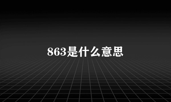 863是什么意思