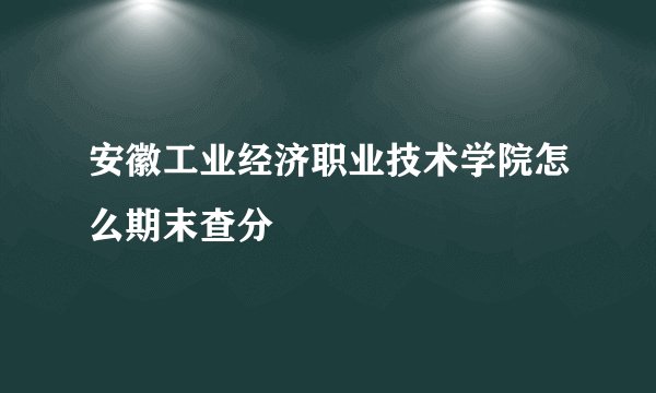 安徽工业经济职业技术学院怎么期末查分