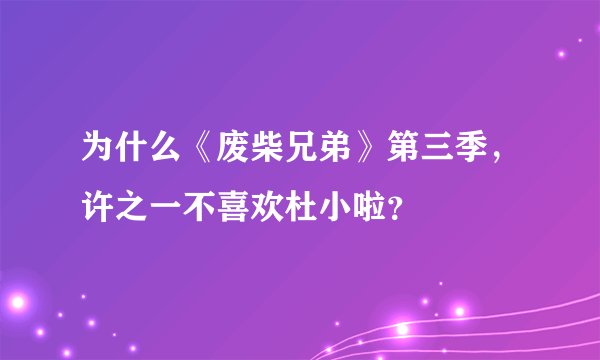 为什么《废柴兄弟》第三季，许之一不喜欢杜小啦？