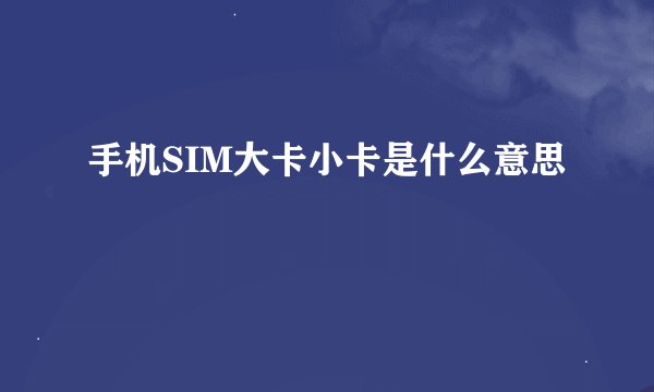 手机SIM大卡小卡是什么意思