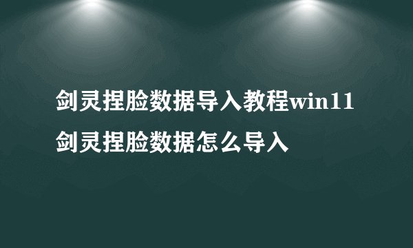剑灵捏脸数据导入教程win11剑灵捏脸数据怎么导入