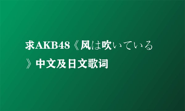 求AKB48《风は吹いている》中文及日文歌词