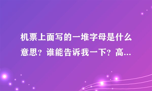 机票上面写的一堆字母是什么意思？谁能告诉我一下？高分悬赏，懂的回答！谢谢