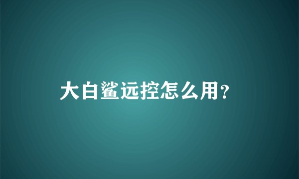 大白鲨远控怎么用？