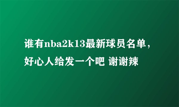 谁有nba2k13最新球员名单，好心人给发一个吧 谢谢辣