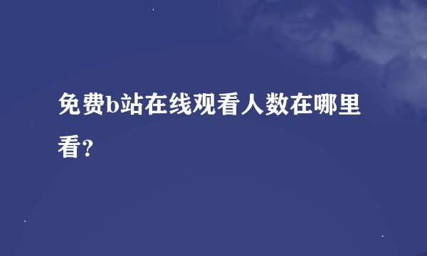 免费b站在线观看人数在哪里看？