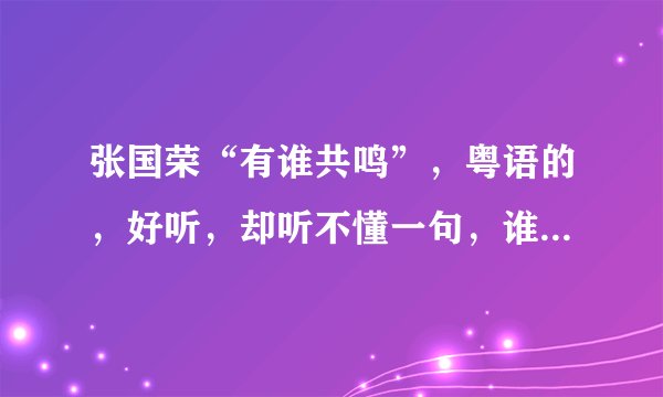 张国荣“有谁共鸣”，粤语的，好听，却听不懂一句，谁能告诉我歌词？