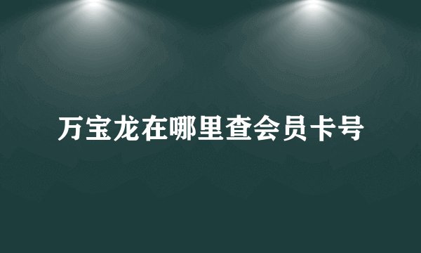 万宝龙在哪里查会员卡号