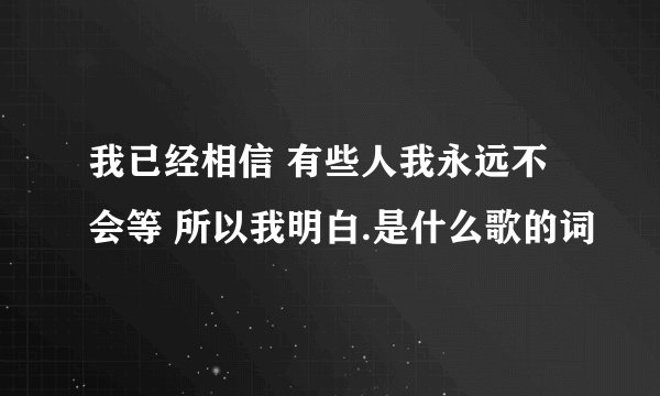 我已经相信 有些人我永远不会等 所以我明白.是什么歌的词