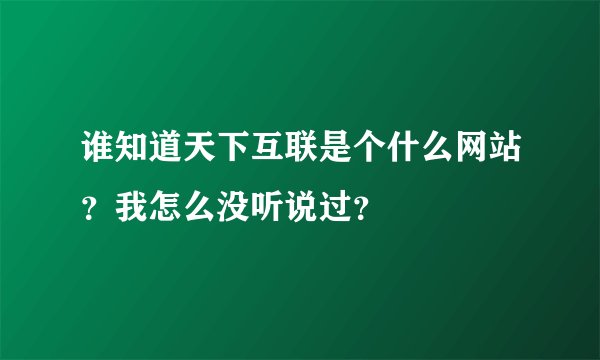 谁知道天下互联是个什么网站？我怎么没听说过？
