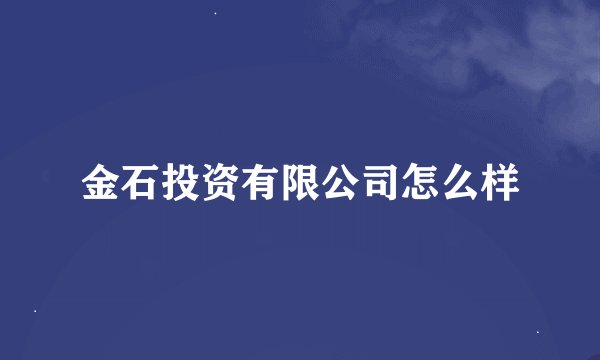 金石投资有限公司怎么样